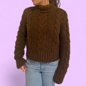 Cozy Brown Cable Knit Sweater